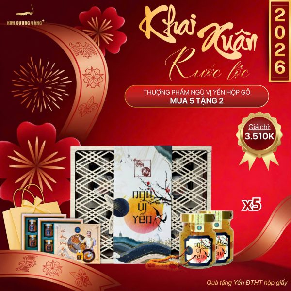 (🔥🔥🔥HOT DEAL XUÂN MUA 5 TẶNG 2) THƯỢNG PHẨM NGŨ VỊ YẾN Hộp Gỗ